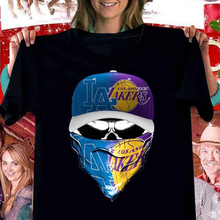 Skull Mask Los Angeles Dodgers And Los Angeles Lakers t-shirt