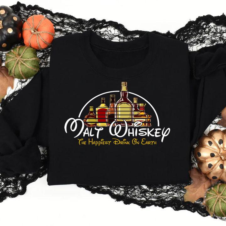Malt Whiskey The Happiest Drink On Earth t-shirt