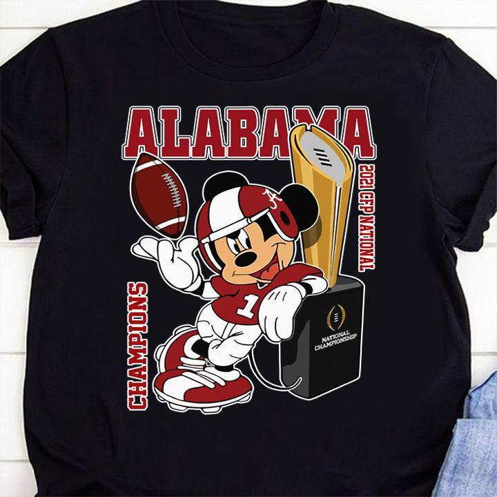 Mickey mouse Alabama Crimson Tide Champions 2021 CFP National t-shirt 1