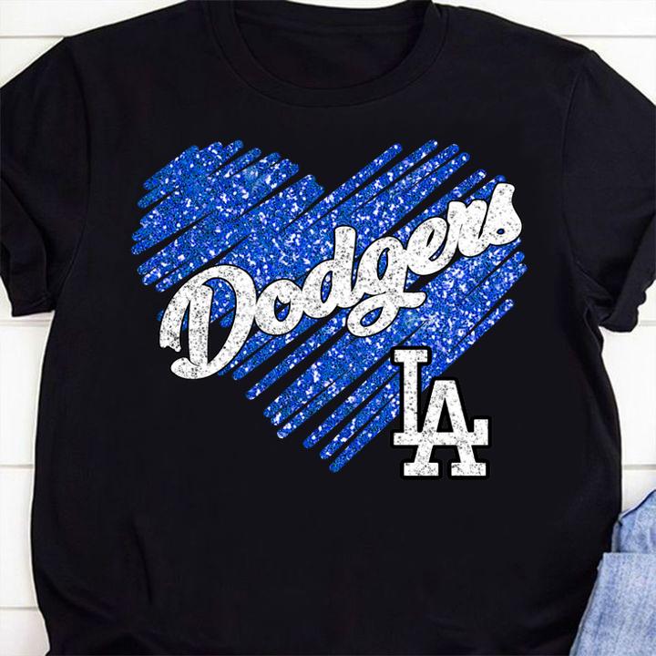 Love Los Angeles Dodgers Heart Glitter t-shirt 1