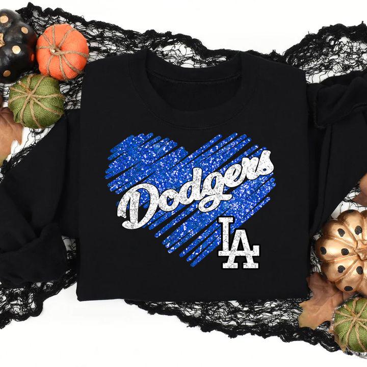 Love Los Angeles Dodgers Heart Glitter t-shirt