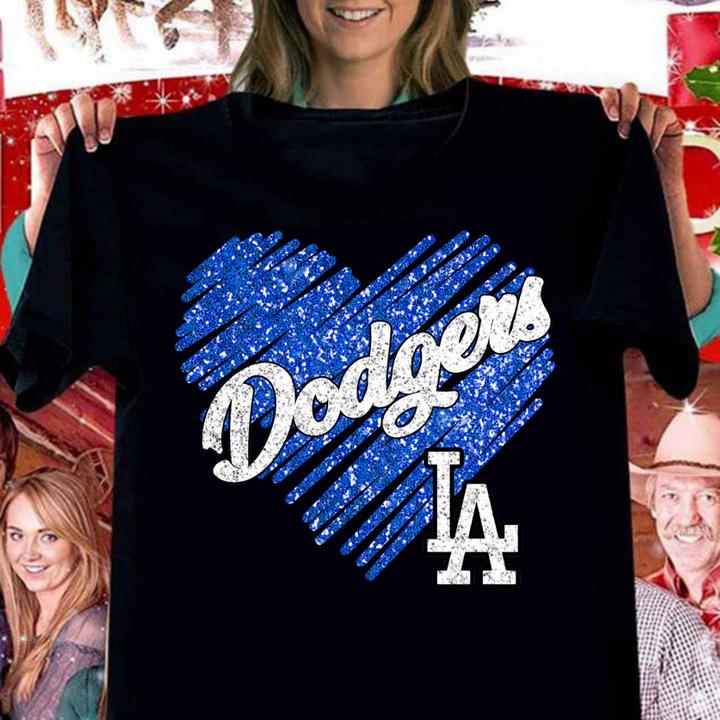 Love Los Angeles Dodgers Heart Glitter t-shirt