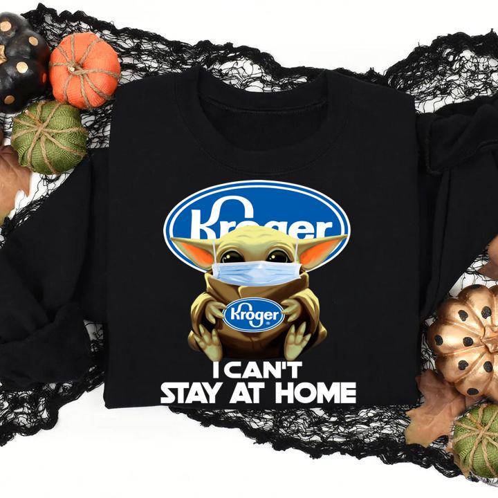 Baby Yoda Mask Hug Kroger I Cant Stay At Home t-shirt