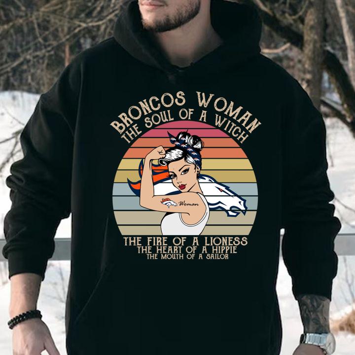 Denver Broncos Woman The Soul Of A Witch The Fire Of A Lioness Vintage t-shirt