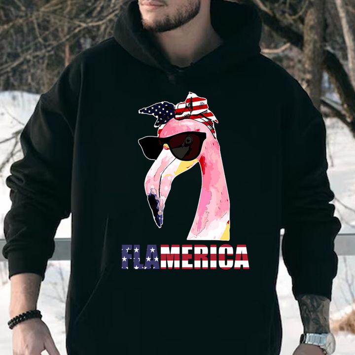 Flamingo Flamerica American Flag 4th Of July Independence Day t-shirt