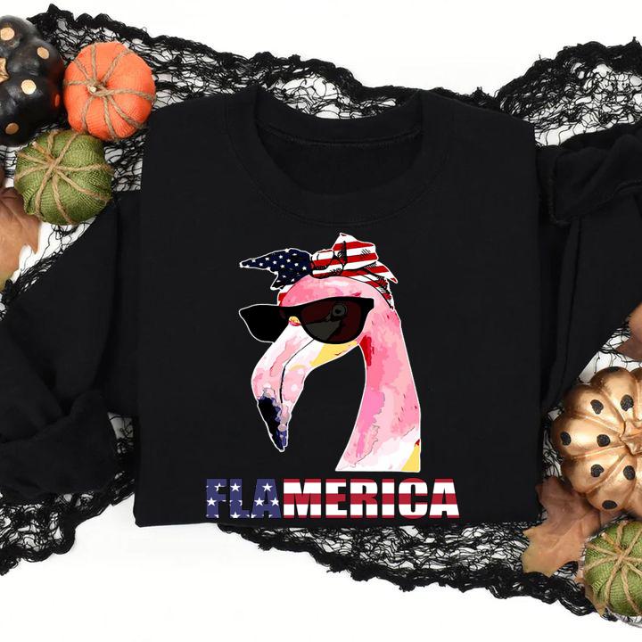 Flamingo Flamerica American Flag 4th Of July Independence Day t-shirt