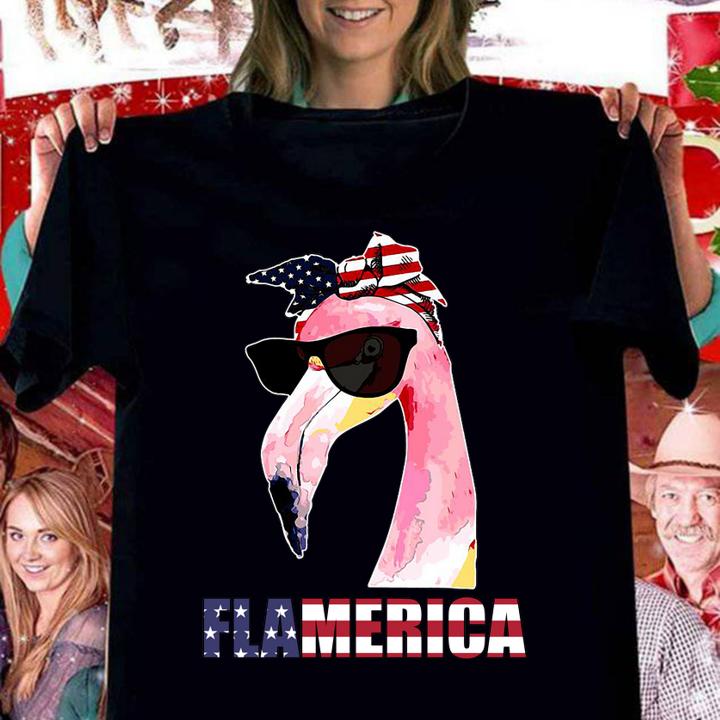 Flamingo Flamerica American Flag 4th Of July Independence Day t-shirt