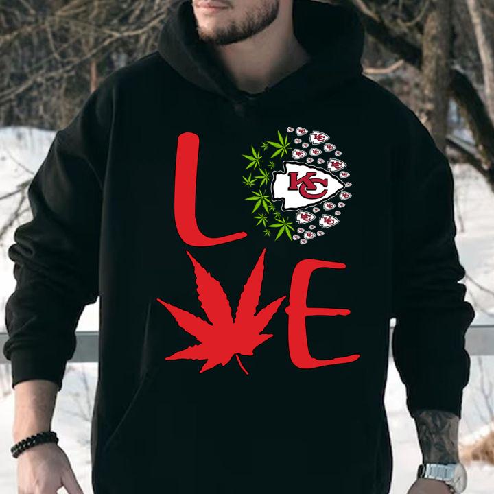 Love Kansas City Chiefs weed cannabis marijuana t-shirt