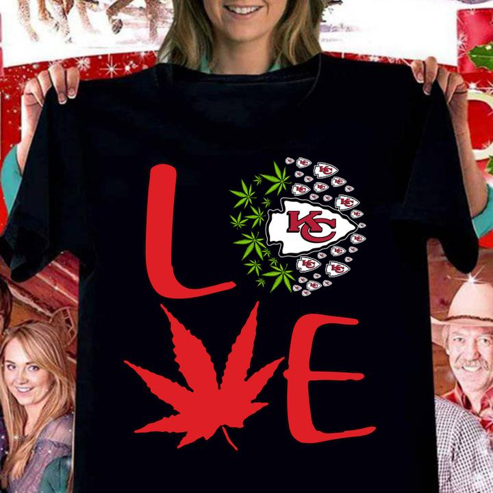 Love Kansas City Chiefs weed cannabis marijuana t-shirt