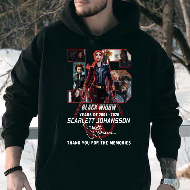 16 Black Widow years of 2004 2020 Scarlett Johansson signature t-shirt