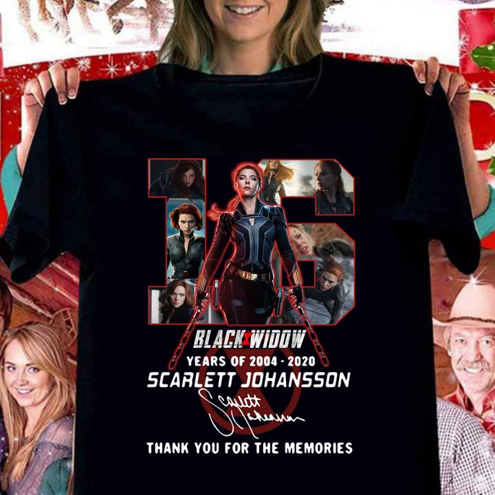 16 Black Widow years of 2004 2020 Scarlett Johansson signature t-shirt