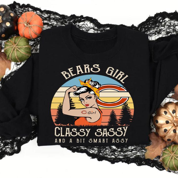 Chicago Bears Girl Classy Sassy And A Bit Smart Assy Vintage Retro t-shirt