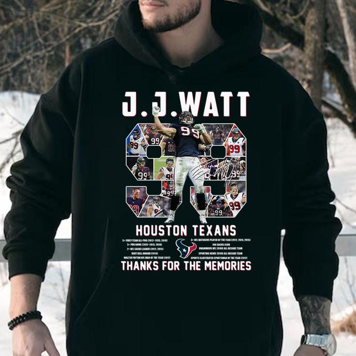 J.J. Watt No. 99 Houston Texas Signature Thank You For The Memories t-shirt