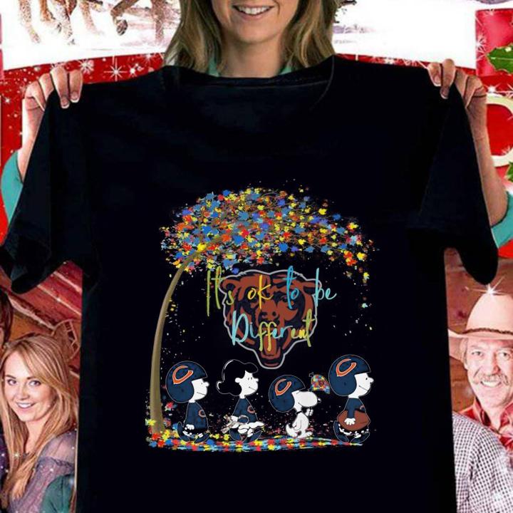Chicago Bears Peanuts Snoopy Autism Awareness its ok to be different t-shirt