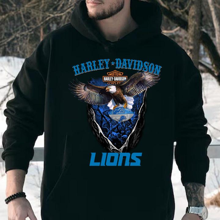 Nice Eagle Motor Harley-Davidson Cycles Detroit Lions t-shirt