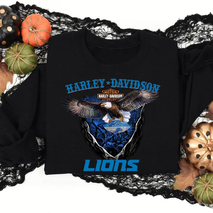 Nice Eagle Motor Harley-Davidson Cycles Detroit Lions t-shirt