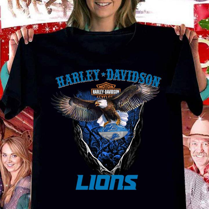Nice Eagle Motor Harley-Davidson Cycles Detroit Lions t-shirt