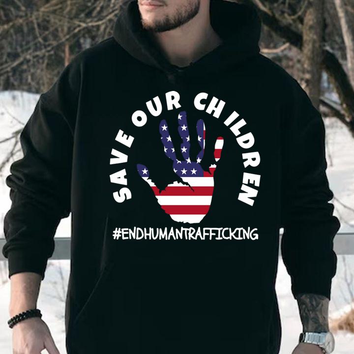 Save Our Children End Human Trafficking American Flag For Patriots t-shirt