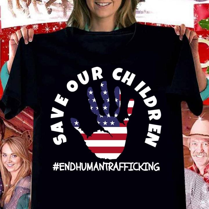 Save Our Children End Human Trafficking American Flag For Patriots t-shirt