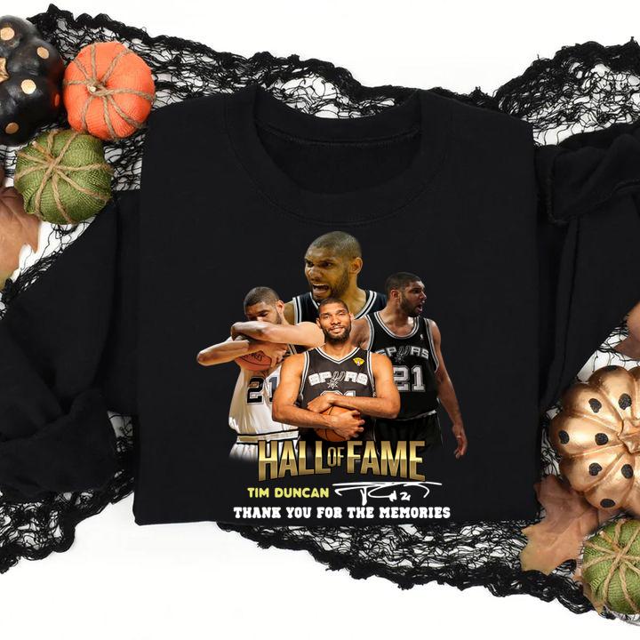 Hall Of Fame Tim Duncan Signature Thank You For The Memories t-shirt