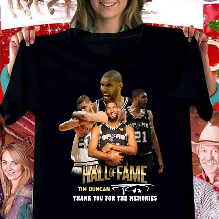 Hall Of Fame Tim Duncan Signature Thank You For The Memories t-shirt