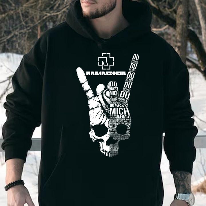 Skull Victory sign Rammstein Du hast mich gefragt t-shirt