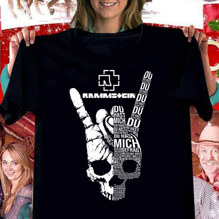 Skull Victory sign Rammstein Du hast mich gefragt t-shirt