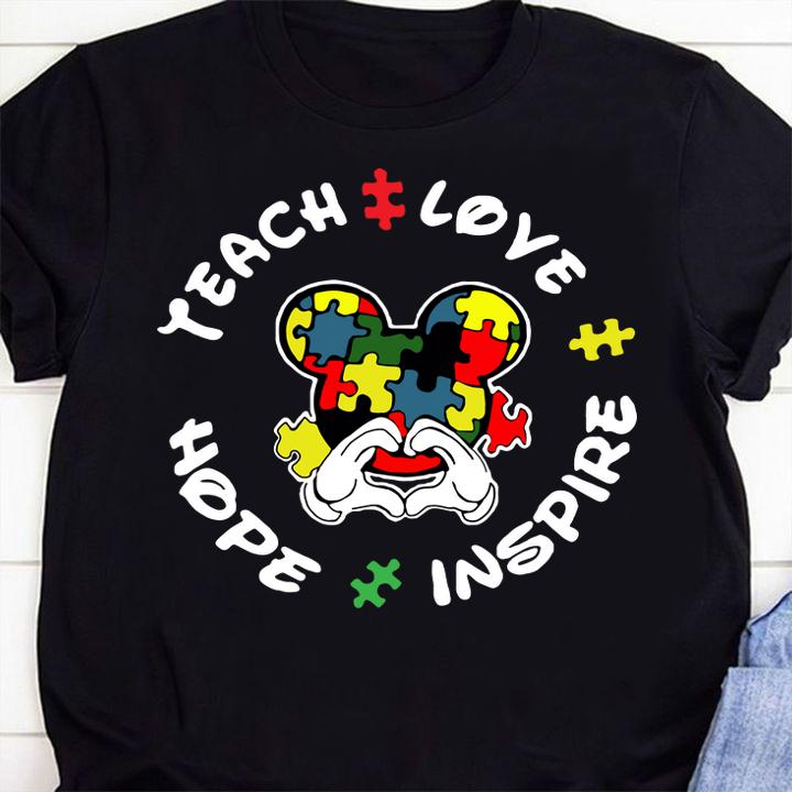 Autism Teach Love Hope Inspire Mickey Disney t-shirt 69 Clothing