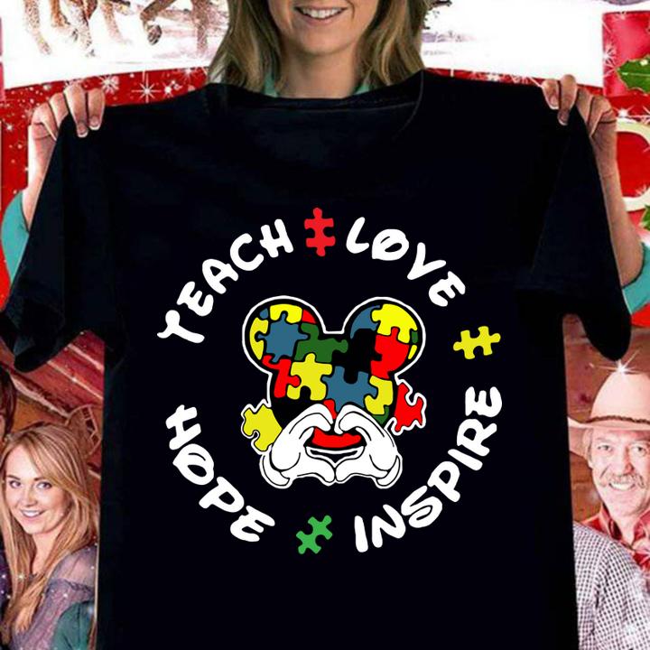 Autism Teach Love Hope Inspire Mickey Disney t-shirt