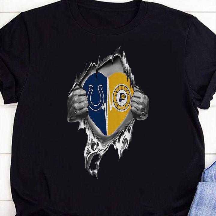 Blood Insides Heart Indianapolis Colts Vs Indiana Pacers t-shirt 1 Clothing, Thebeatlestshirt News