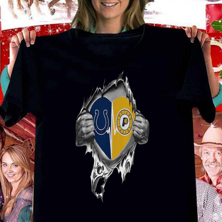 Blood Insides Heart Indianapolis Colts Vs Indiana Pacers t-shirt