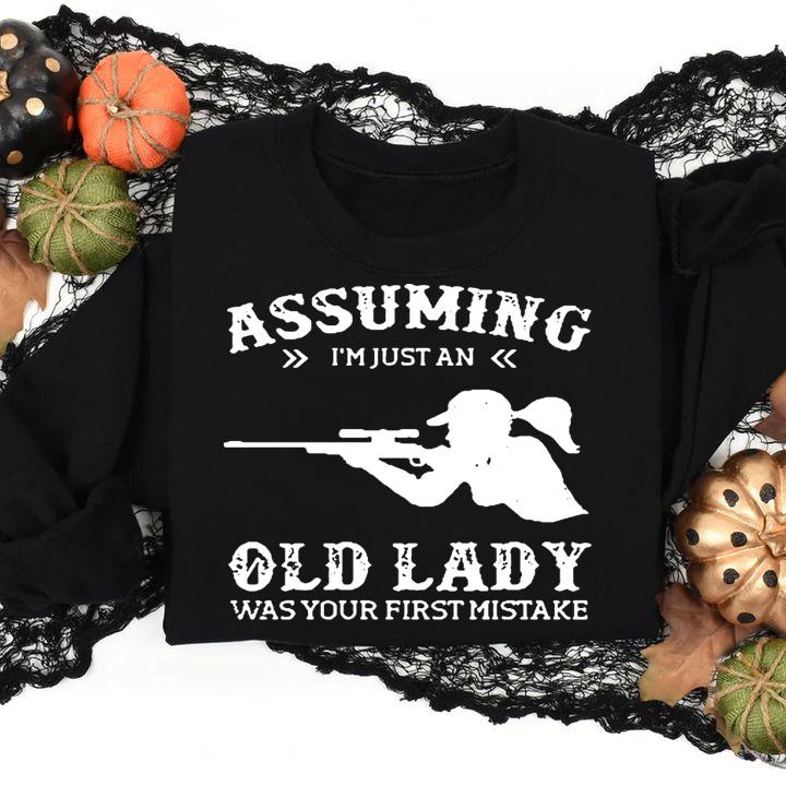 Sniper girl assuming i'm just an old lady was your first mistake t-shirt