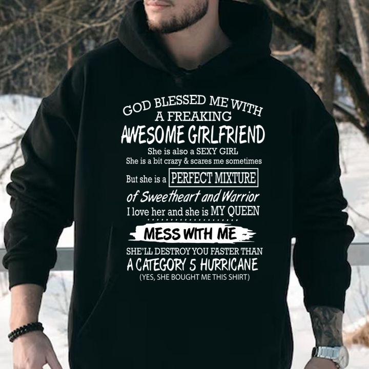 God blessed me with a freaking awesome girlfriend t-shirt