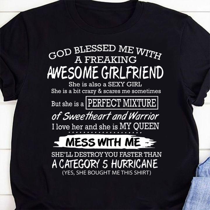 God blessed me with a freaking awesome girlfriend t-shirt 1 Clothing, Thebeatlestshirt News
