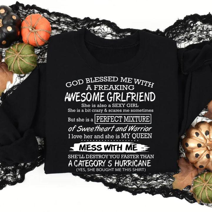 God blessed me with a freaking awesome girlfriend t-shirt