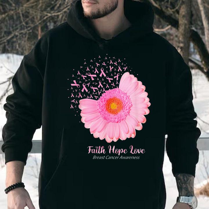 Awesome Cancer Awareness Pink Flower Faith Hope Love Breast t-shirt