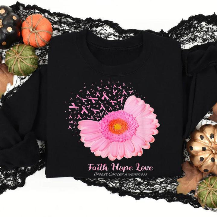Awesome Cancer Awareness Pink Flower Faith Hope Love Breast t-shirt
