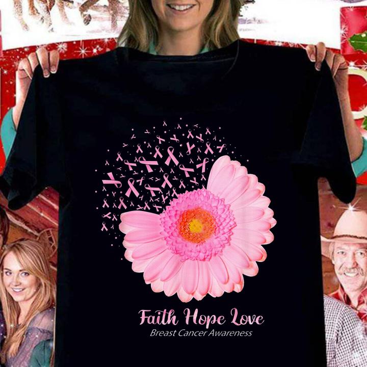 Awesome Cancer Awareness Pink Flower Faith Hope Love Breast t-shirt