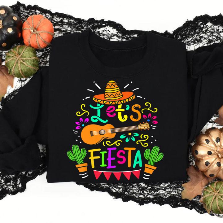 Cinco De Mayo Let's Fiesta Guitar Cactus t-shirt
