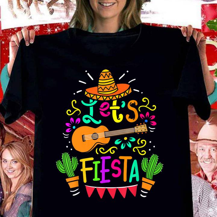 Cinco De Mayo Let's Fiesta Guitar Cactus t-shirt