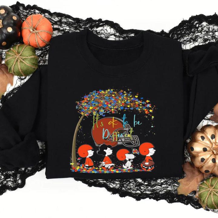 Cleverland Brown Peanuts Snoopy Autism Awareness its ok to be different t-shirt