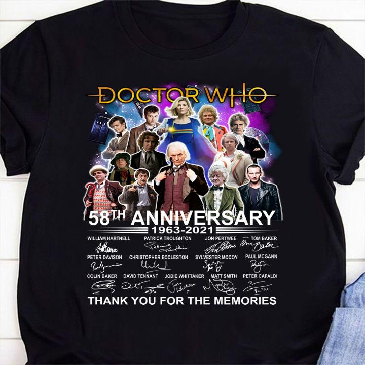 Doctor Who 58th Anniversary 1963 2021 Thank You For The Memories t-shirt 1 Clothing, Thebeatlestshirt News