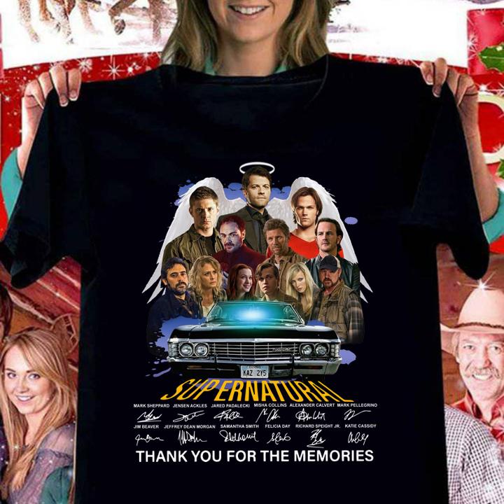 Supernatural signatures thank you for the memories t-shirt