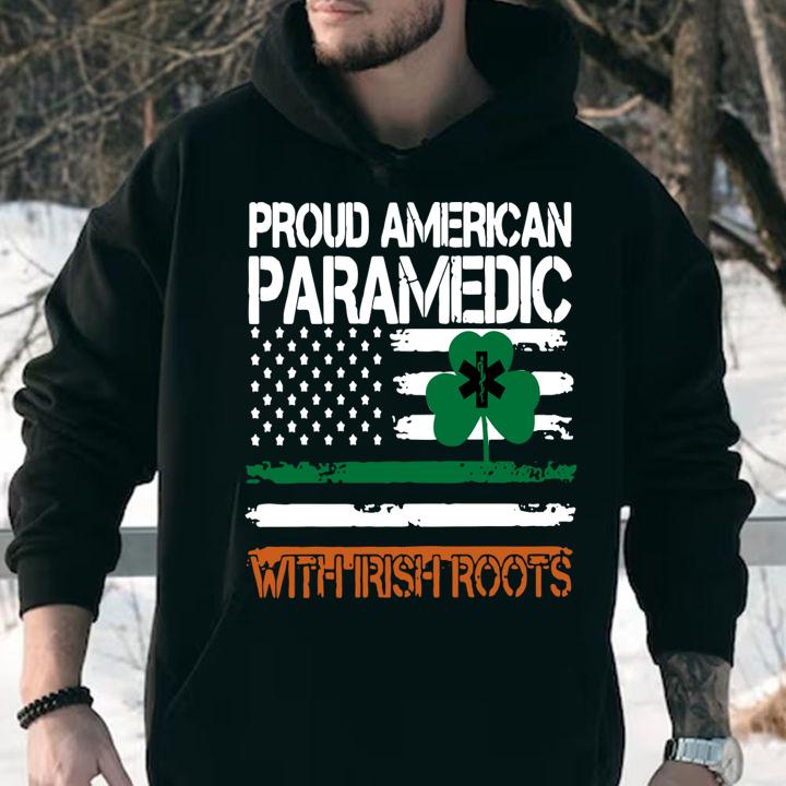 Flag Proud American Paramedic With Irish Roots t-shirt