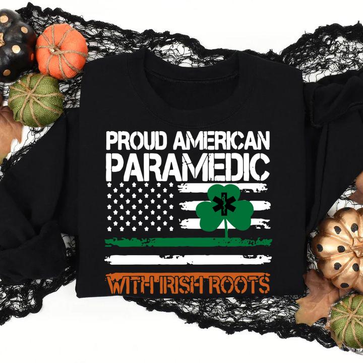 Flag Proud American Paramedic With Irish Roots t-shirt
