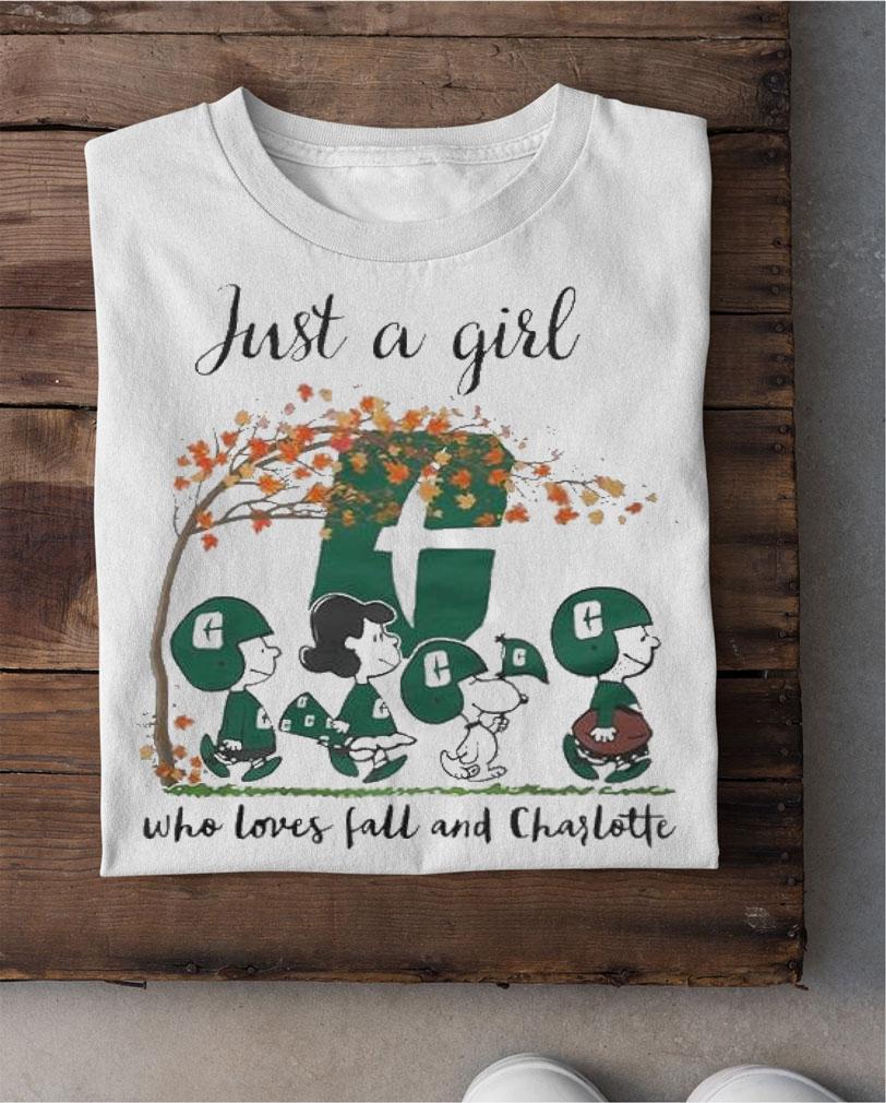 Peanuts Snoopy Just A Girl Who Loves Fall and Charlotte 49ers t-shirt
