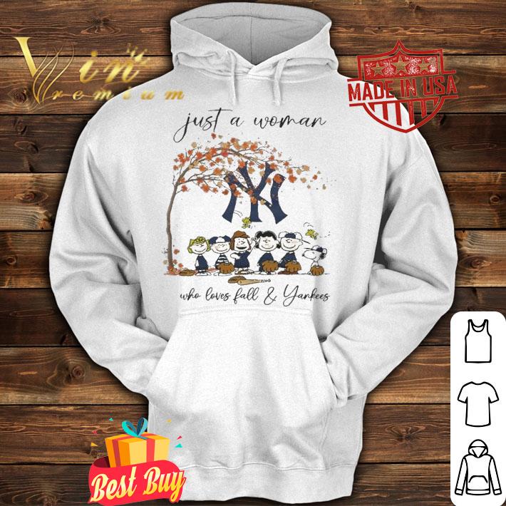 Peanuts Snoopy Just A Woman Who Loves Fall and New York Yankees t-shirt