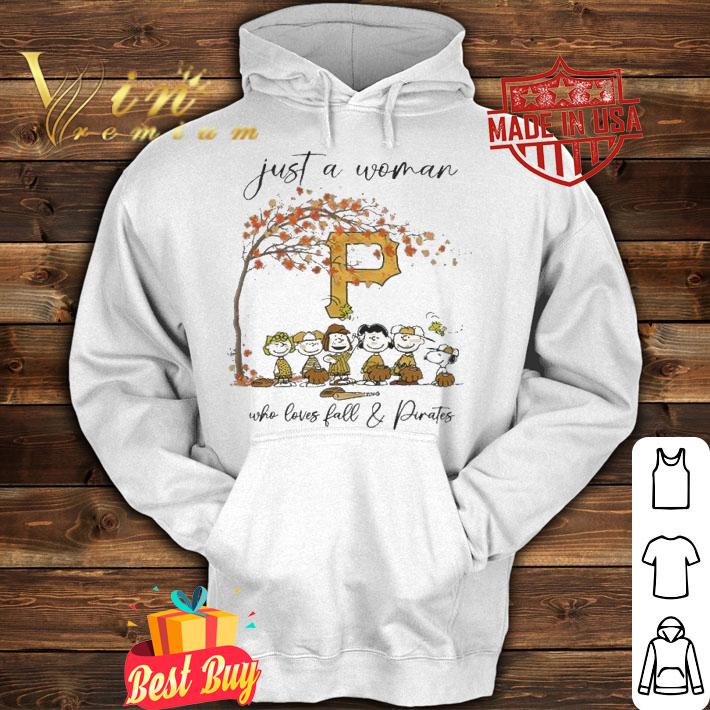 Peanuts Snoopy Just A Woman Who Loves Fall and Pittsburgh Pirates t-shirt