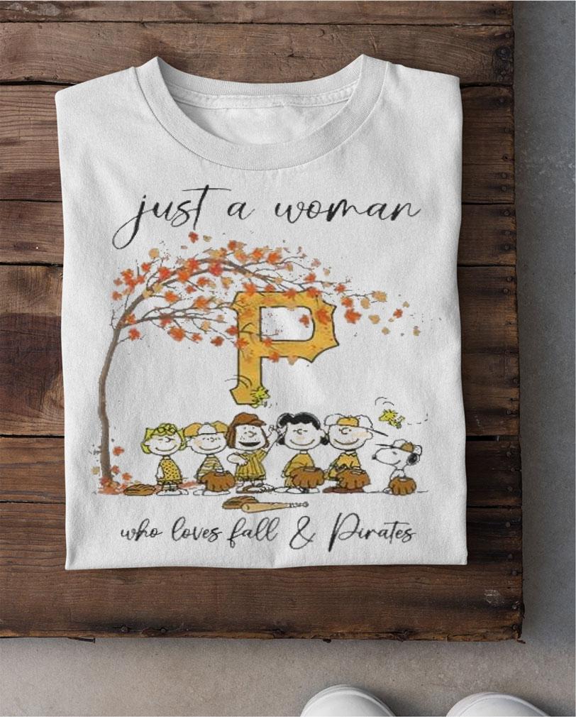 Peanuts Snoopy Just A Woman Who Loves Fall and Pittsburgh Pirates t-shirt