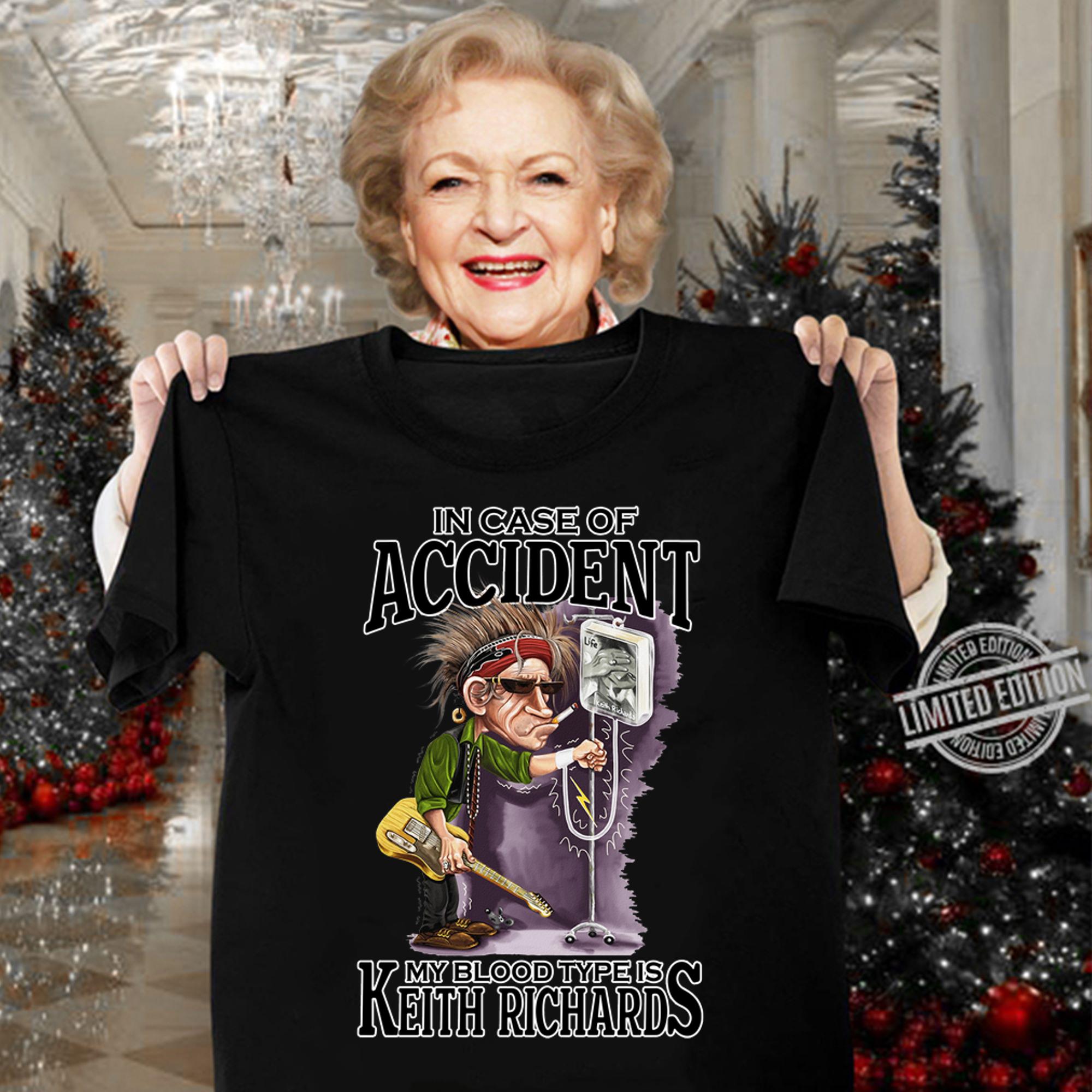 The Rolling Stones in case of accident my blood type is Keith Richards t-shirt 4
